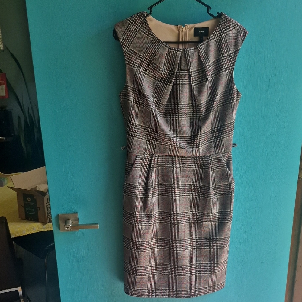 Houndstooth And Plaid Dress